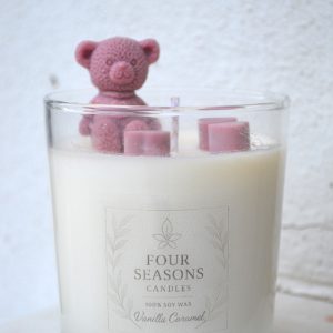 Χειροποίητο αρωματικό κερί Vanilla Caramel με αρκουδάκι
