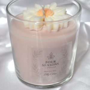 Χειρροποίητο αρωματικό κερί σόγιας Lilly Cotton με μαργαρίτα