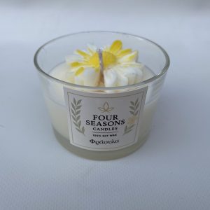 Χειροποίητο αρωματικό κερί σόγιας Φράουλα με μαργαρίτα