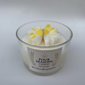 Χειροποίητο αρωματικό κερί σόγιας με μαργαρίτα βανίλια-καραμέλα